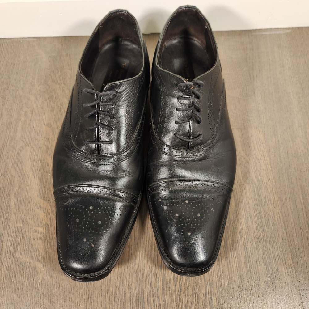 Mens To Boot New York Cap Toe Oxfords Black 11 11.5 Dress Shoes Tie Italy